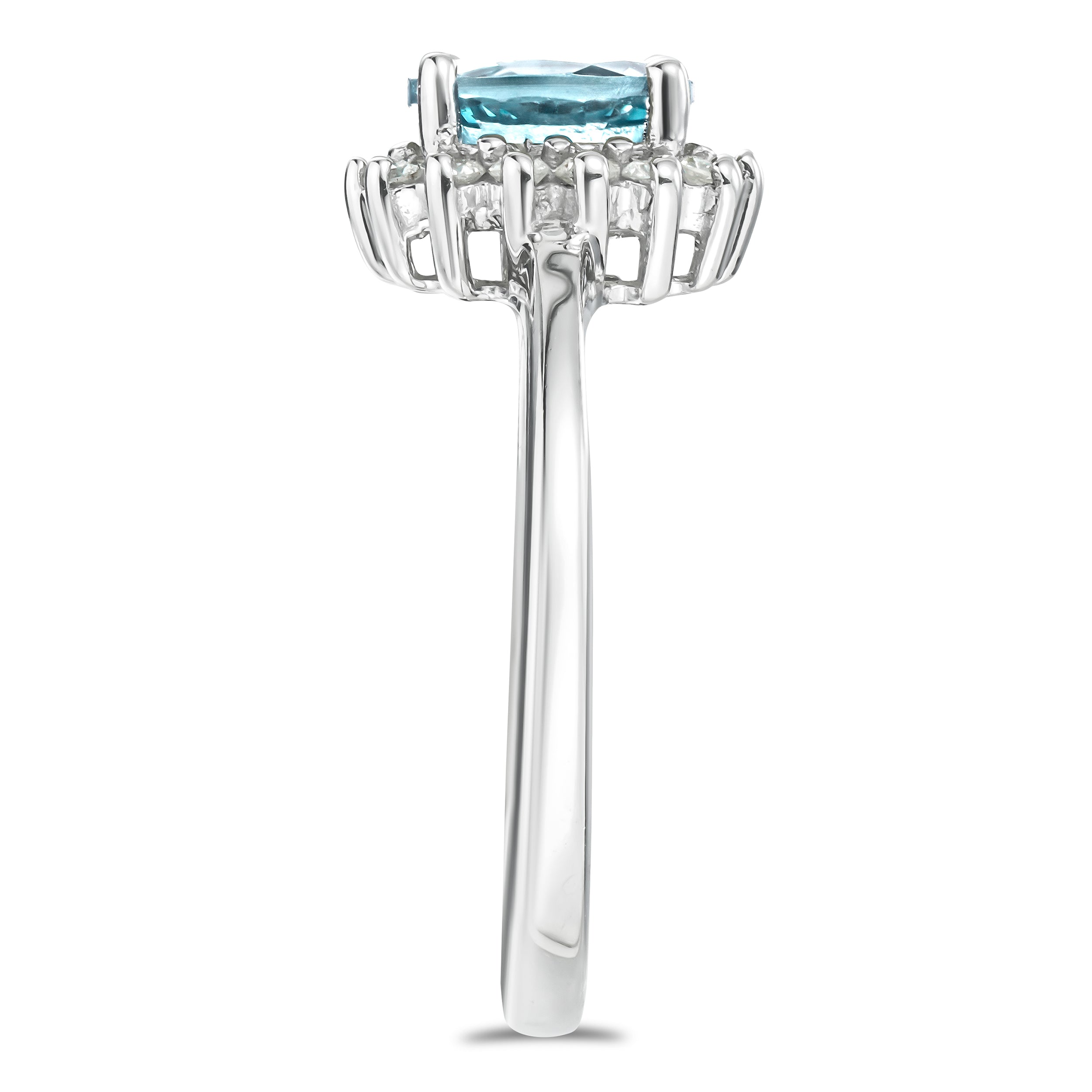 Blue Topaz 0.95CT And Diamond 925 Sterling Silver Ring